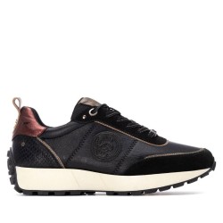 ZAPATILLA PIEL PLANO NEGRO