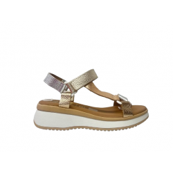 SANDALIAS PIEL CHAMPAGNE COMBI