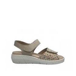 SANDALIAS PIEL ESTAMPADO BEIGE